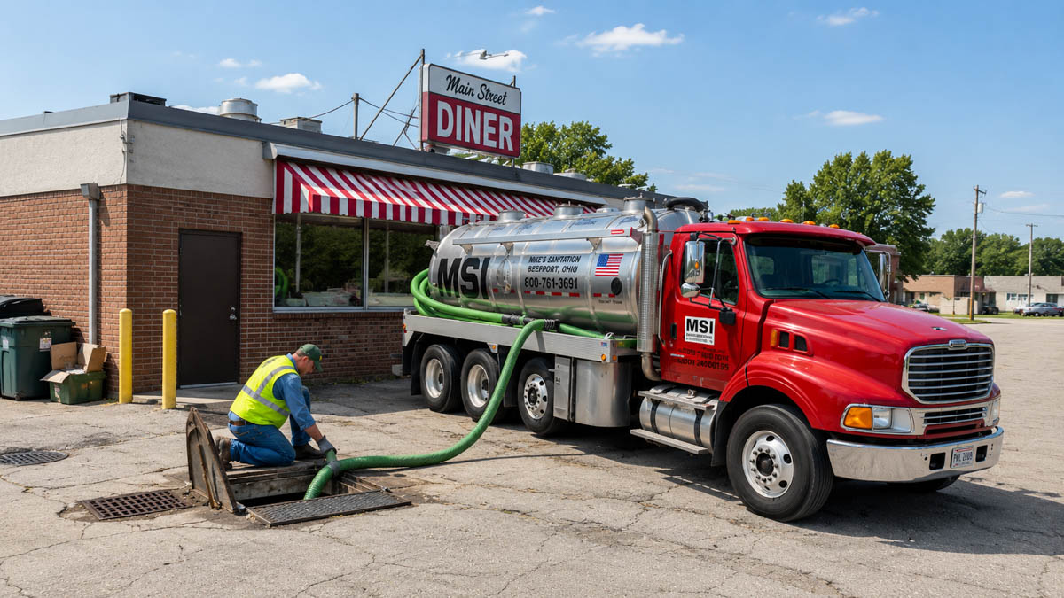 Mike's Sanitation service truck providing wastewater and sanitation services in Ohio