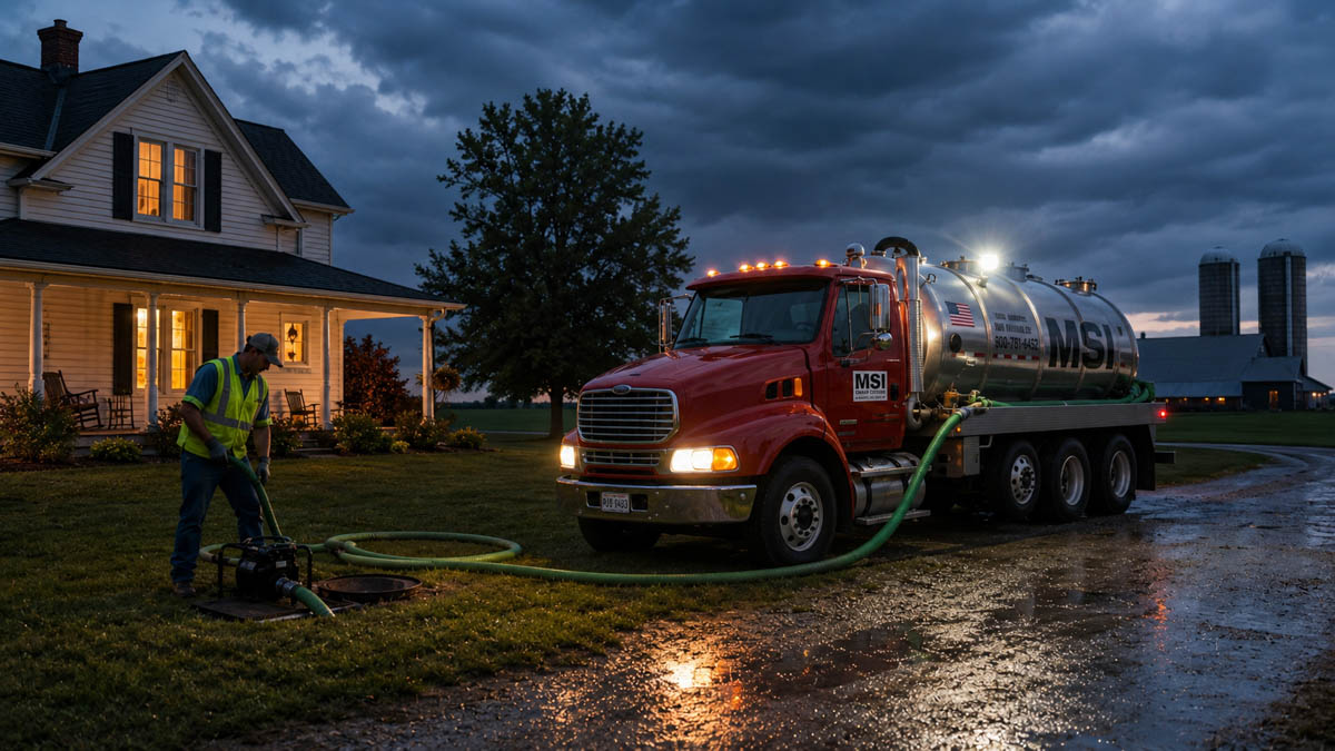 mikes sanitation providing emergency septic system pumping to a residential customer