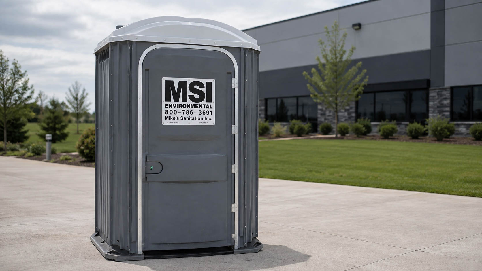 Handicapped Portable restroom near guests at an outdoor event
